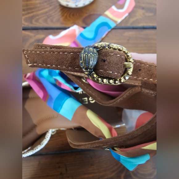 NWOB Kurt Geiger Multicolor Platform Sandals with Brown Accents European Size 39 - Picture 7 of 11